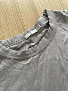 +J ユニクロ スーピマコットンTシャツ グレー Lサイズ　レディース