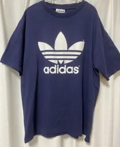 【USA製】adidasトレフォイルロゴT90s希少タグ アメリカ製ネイビーL