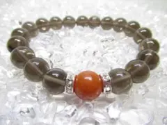 〇【スモーキークォーツ×オレンジアベンチュリン】天然石ブレスレット