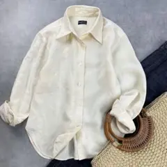 美品 マーガレットハウエル　アングローバル期 リネンシャツ クリームイエロー　Ⅱのサムネイル