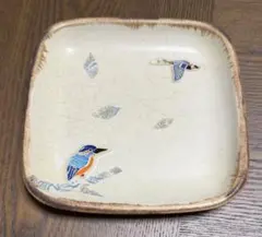 美品:下永久美子さん 四角皿 カワセミ 鴨 鳥 ※セット割あり。コメントください
