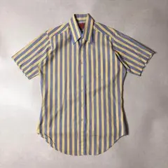 70s シアーズキングスロード 半袖ストライプシャツ ブルー イエロー 15のサムネイル