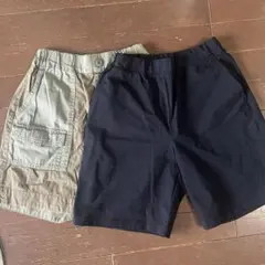 カーキ　ブラック ハーフパンツ 2点セット