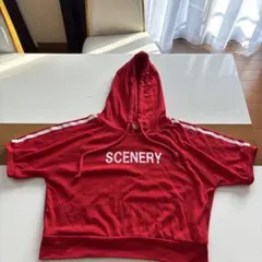 sahura buis SCENERY ロゴ 半袖パーカー レッド