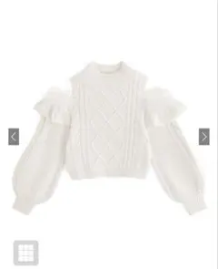 GRL フェザーショルダーオープンニット トップス アイボリー (tt012)