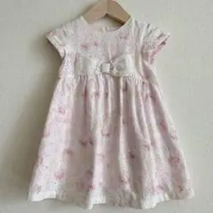 ワンピース　ビケットクラブ　キムラタン　レース　ピンク　フラワー　90