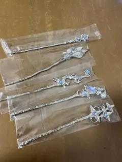 花と星モチーフのかんざし5本セット