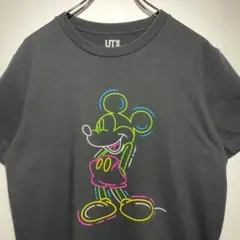 ユニクロ　ミッキー　Tシャツ　サイズL　ディズニー　デカロゴ　カラフル　古着