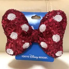 ディズニー リゾート ミニーちゃん スパンコール ヘアゴム ヘアポニー レッド