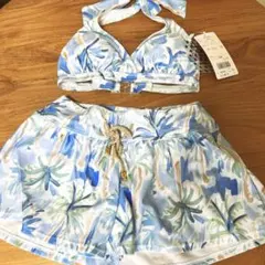 【新品】オーシャンパシフィック　水彩柄　水色　ビキニ4点セット　Op