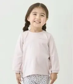 プティマイン　オーガニック ペプラム長T ロンT ライトピンク　110