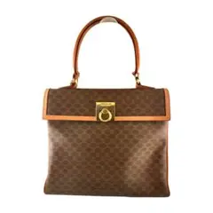 【美品】CELINE マカダム柄 トップハンドル ハンドバッグ トートバッグ
