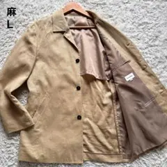 極美品　テーラードジャケット　麻　リネン　生成　ベージュ　L アンコン　春夏のサムネイル