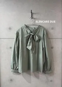 ELENCARE DUE リボンタイ　くすみグリーン　ブラウス　前後2wayのサムネイル