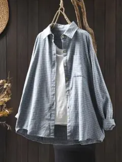 シャツ ブラウス チェック 大きいサイズI 長袖 アウター 通勤 カジュアル