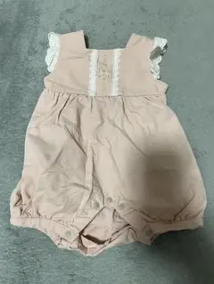 ピンク レース付きロンパース ユニコーン刺繍　70cm