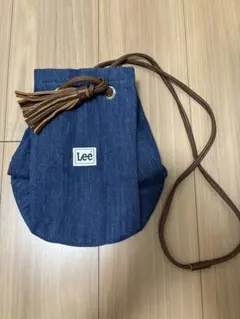 【Lee】 ショルダーバッグ デニム フリンジ ダークブルー 巾着バッグ