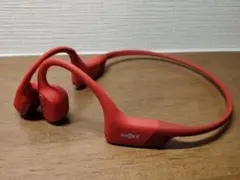 （ジャンク品）SHOKZ OPENRUN 骨伝導イヤホン レッド ※右折れ