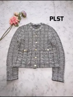 PLST　プラステ　ツイードニットカーディガン