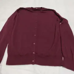 12月末終了無印Lバーガンディ ニットカーディガン Lサイズ