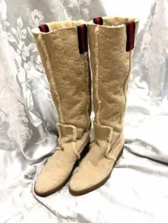 GUCCI グッチ ムートンブーツ GG柄 シェリーライン ベージュ 24.5