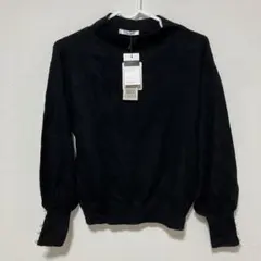 index インデックス パール袖 ニットトップス S ブラック