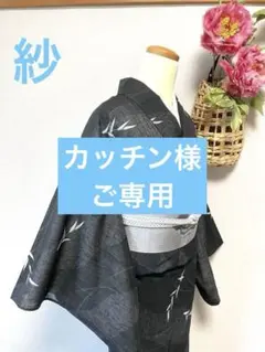 本場泥大島紬：美品：おしゃれデザイン・赤い花ツル＆ライン：袷着物