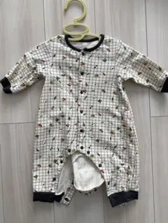 BREEZE ロンパース・カバーオール チェック柄食べ物イラスト 70