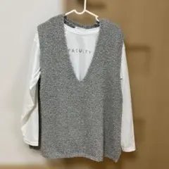 GLOBAL WORK グレー Vネック ベスト M