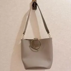 grove リングハンドル付き バケツ型ショルダーバッグ ベージュ
