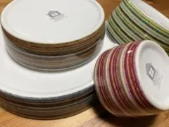 TABLE DIARYストライプ柄 陶器皿4枚セット