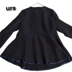 【最終値下げ】美品urs黒ジャガードペプラムヘムフレアブラウスM