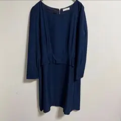 ネイビー　ワンピース　S 結婚式　フリル　フォーマル　二次会　卒園　入園