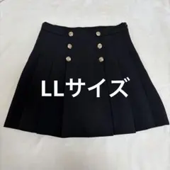 DearMyLove ゴールドボタン プリーツミニスカート ブラック LLサイズ