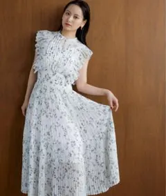 snidel Sustainableフリルワンピース ブルー