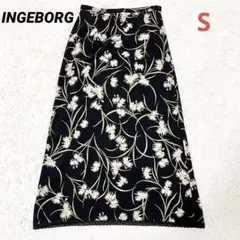 ✨美品✨インゲボルグ 花柄 ロングスカート 黒 フラワー　レース　Sサイズのサムネイル