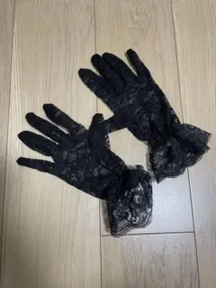 ブラック レースグローブ ゴスロリ ロリータ