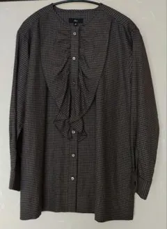 シップス 毛100%チェック柄フリル長袖シャツ・ブラウス