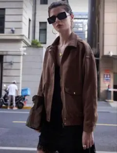 ブラウン合成皮革ジャケット