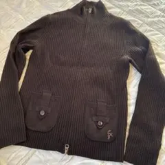 カルバンクライン ダークブラウン リブ編みセーター