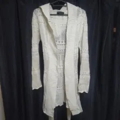 CECIL McBEE アイボリー レース編みカーディガン