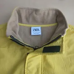 【送料無料】ZARA ハーフジップフリースジャケット イエロー/ベージュMサイズ