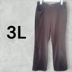 レディース　ストレート　ストレッチパンツ　ブラウン　ウエストゴム　日本製