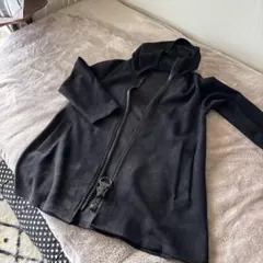 黒 フード付き スエード風 ロングコート