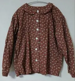 ハンドメイド/花柄ブラウス/丸襟