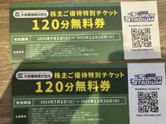 値下-株主優待 神戸スーパースタジアム120分無料券2枚
