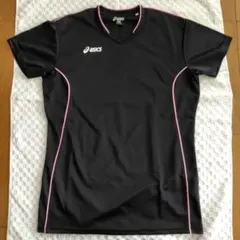 asics バレーボールシャツ 黒/ピンク