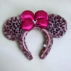 【美品】ディズニー ピンク ヒョウ柄 ミニー カチューシャ 【廃盤】
