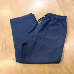 ネイビー イージーパンツ ゴムウエスト　綿45% 麻55%