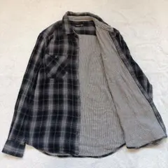 【綿100%】shumel シュメール チェックネルシャツ M 黒 グレー